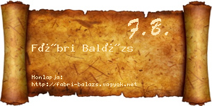 Fábri Balázs névjegykártya